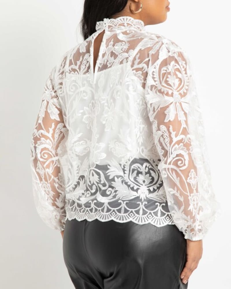 Plus Size White Retta After Five Lace Top | WHITE